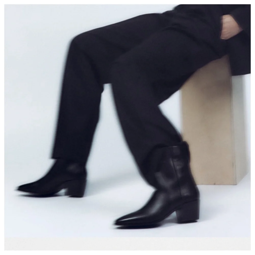 NWT! Zara BLOCK HEEL LEATHER ANKLE BOOTS